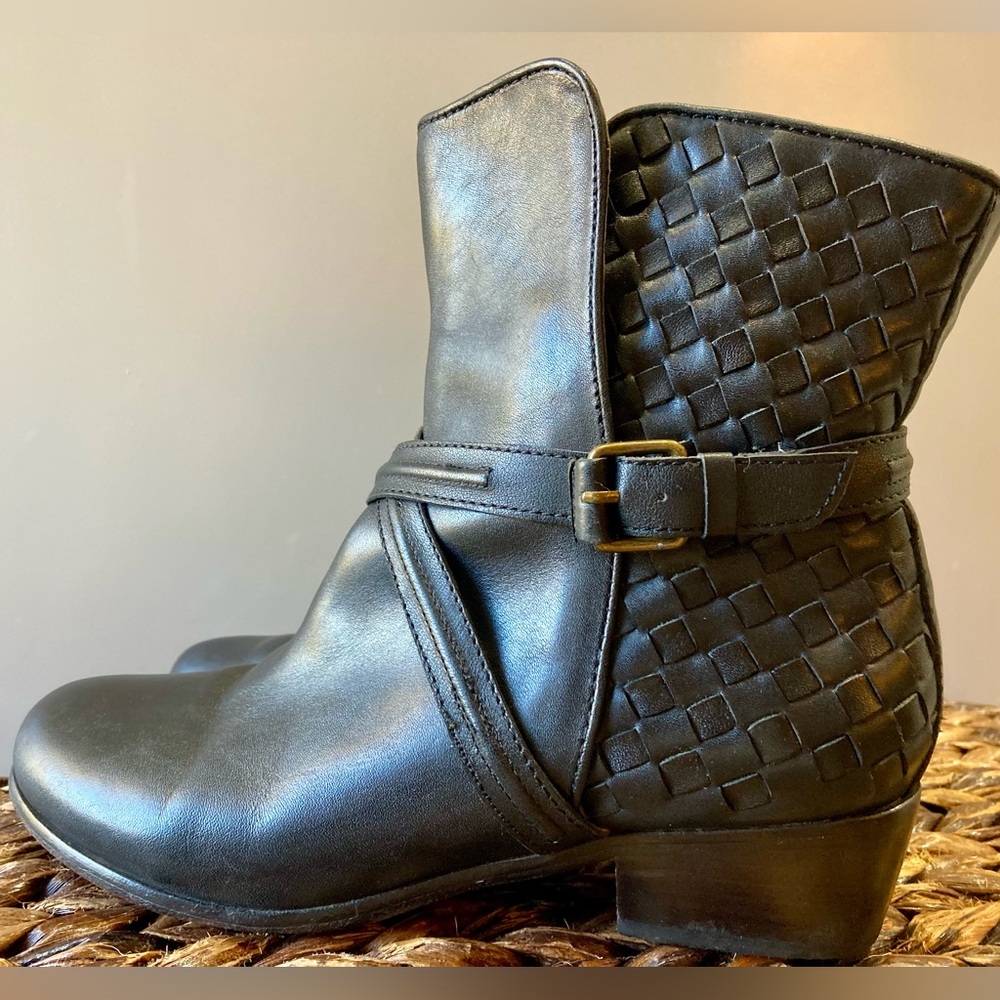 Joie Jackson black woven leather boots EU 37.5 US Women's 7